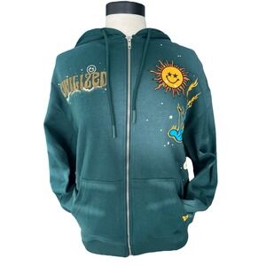 Civilized Psychedelic Full Oversize Green Hoodie Sweatshirt Med GenZ Hip Hop NWT